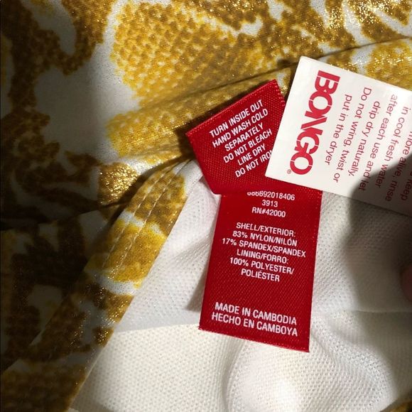 NWT Bongo Swimsuit Halter Top SnakeReptile Animal Print Gold Yellow White SZ S - Picture 7 of 16